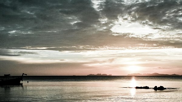 Sonnenuntergang Boot Wasser Wallpaper