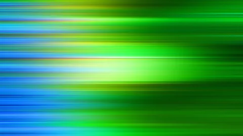 Abstraktes Muster aus horizontalen Streifen in Grün und Blau, die von links nach rechts in Helligkeit und Unschärfe wechseln, mit einem hellen Leuchten in der Bildmitte.