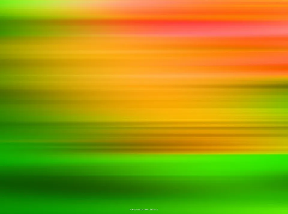 Abstrakte horizontale Streifen in Grün, Gelb, Orange und Rot, wie durch Bewegungsunschärfe entstanden.