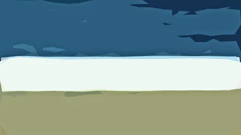 Abstrakte Low-Poly-Landschaft mit dunkelblauem Himmel, einem hellen weißen Streifen in der Mitte und einer olivgrünen Fläche darunter.