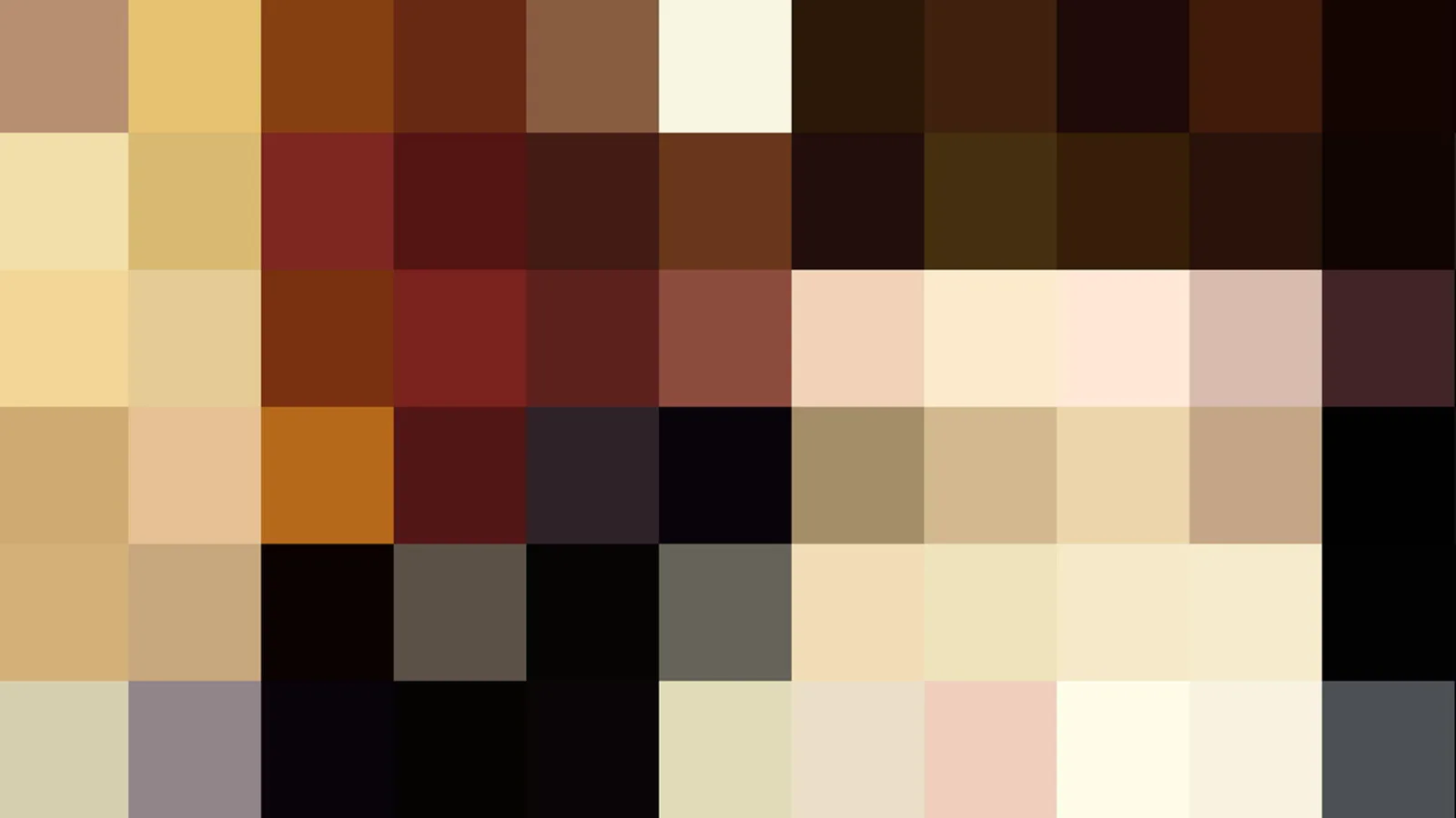Quadratisches Mosaik aus braunen, roten, cremefarbenen und schwarzen Farbfeldern in einem Raster