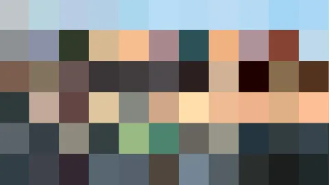 Raster aus farbigen Quadraten, oben helles Himmelblau, darunter Grau, Braun, Beige, Petrol und Dunkelgrün bis Schwarz.