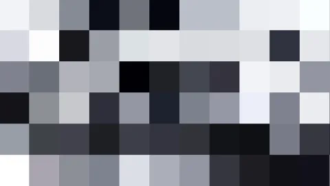 Abstraktes Raster aus grauen, schwarzen und weißen Pixelblöcken über die gesamte Bildfläche.