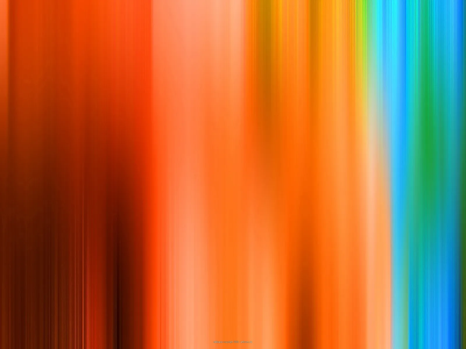 Abstrakte Komposition aus senkrechten, verwischten Streifen: links dunkles Rostrot, in der Mitte helles Orange und Apricot, rechts Gelb, Grün und Blau.