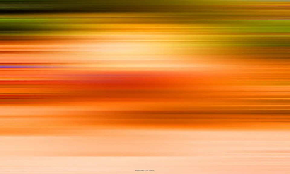 Horizontale Streifen in Orange, Gelb, Grün und Rot, die wie Bewegungsunschärfe ineinander übergehen.