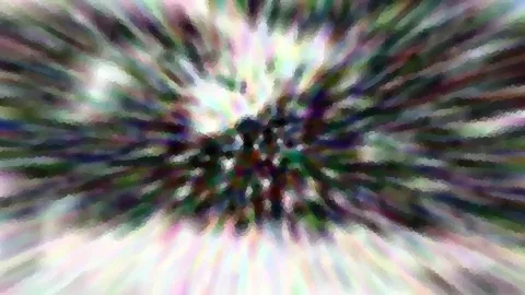 Abstrakte, farbige Streifen laufen radial von einem dunklen Zentrum nach außen.
