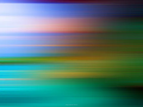 Horizontale, verwischte Farbstreifen in Blau, Rosa, Gelb und Grün, von oben nach unten in Türkis und Dunkelgrün übergehend.