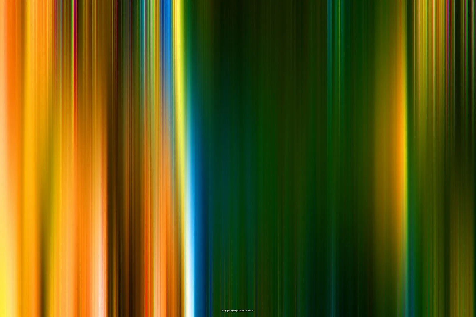 Abstrakte vertikale Streifen in Orange, Gelb, Blau und Grün, die von links nach rechts ineinander übergehen, mit einem kleinen Copyright-Vermerk unten in der Mitte.