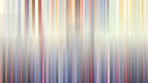Abstraktes Bild aus vertikalen, verwischten Streifen in Pastelltönen wie Rosa, Blau, Gelb, Beige und Grau, mit hellerem Band in der Bildmitte.