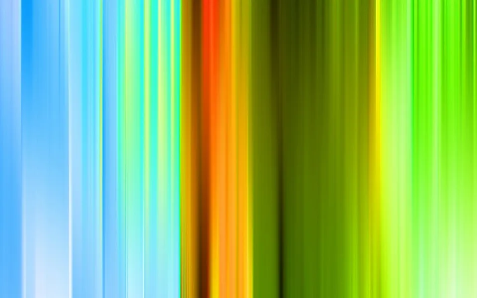 Abstrakte, vertikale Streifen mit weichen Übergängen in Blau, Türkis, Gelb, Orange, Rot und Grün.