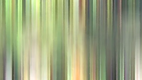 Abstraktes Bild aus vertikalen, verwischten Streifen in Grün, Creme und Grau, am unteren Rand ein warmer Orangeton.