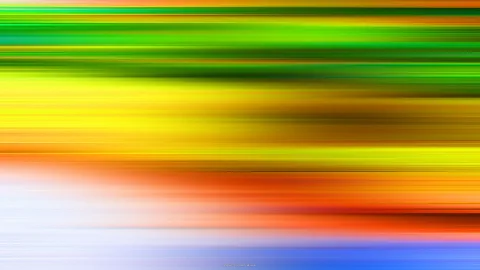 Abstrakte horizontale Schlieren in Grün, Gelb, Orange und Blau, die von links nach rechts verwischen, unten weiß hinterlegt.