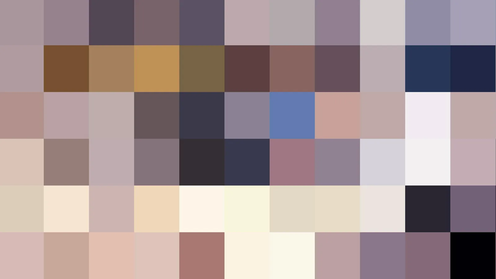 Mosaik aus grob pixeligen Farbblöcken in Rosa, Braun, Beige und Dunkelblau