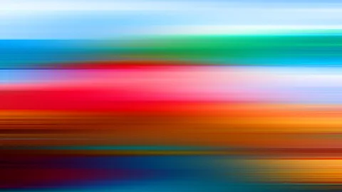 Abstrakte horizontale Bewegungsunschärfe mit Streifen in Blau, Grün, Rot, Pink, Orange und Dunkelrot