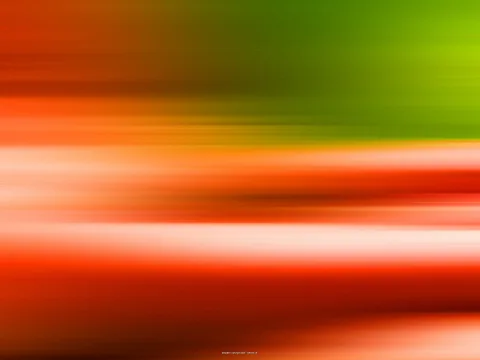 Verwischte horizontale Streifen in Orange, Rot und Weiß, im oberen rechten Bereich grün.