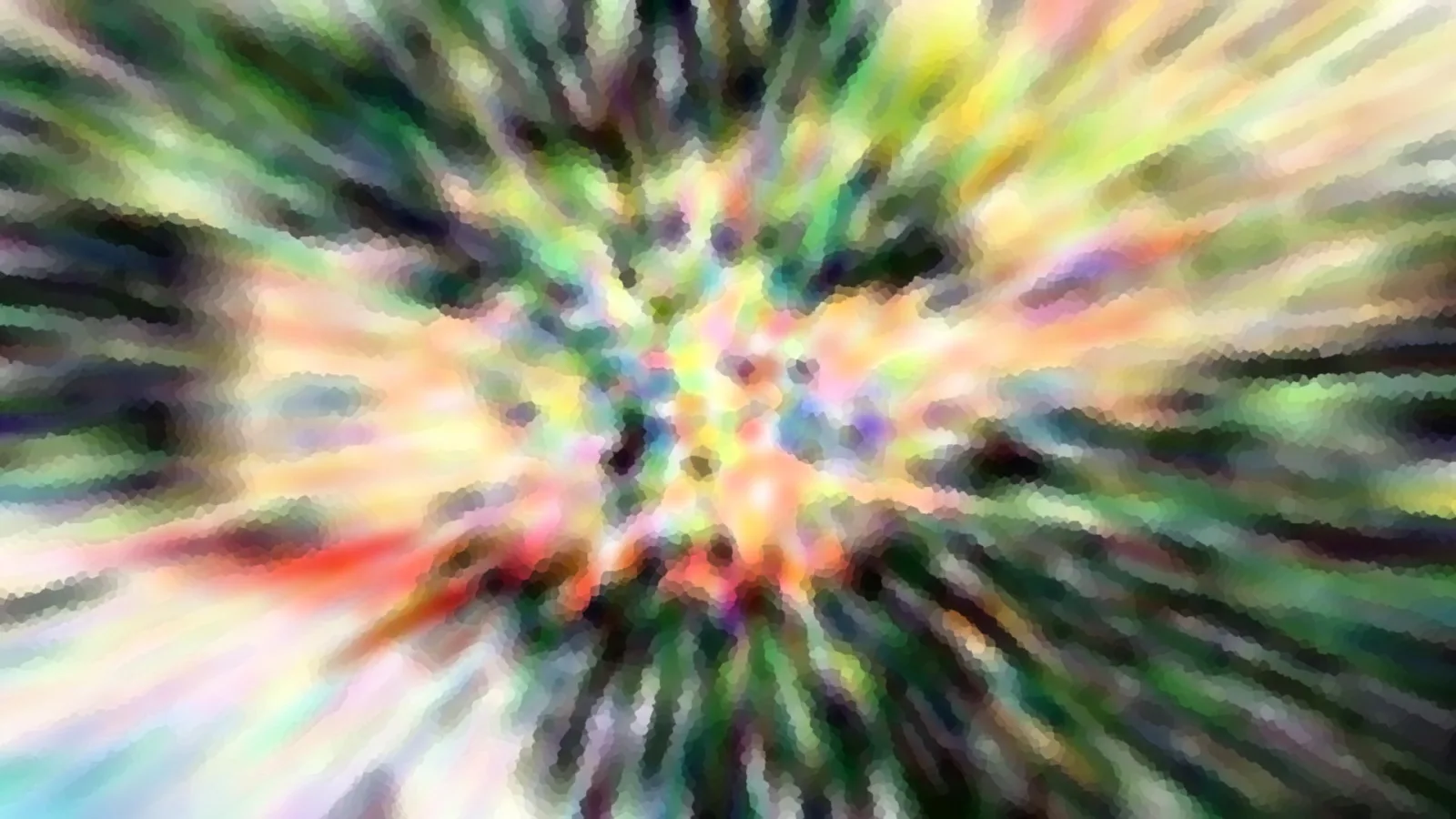 Abstraktes Bild mit bunten Farbstrahlen, die von einem hellen Zentrum nach außen laufen.