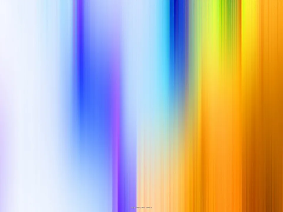 Abstrakte, verwischte vertikale Streifen in Weiß, Blau, Violett, Hellblau, Gelb und Orange, die von links nach rechts ineinander übergehen.