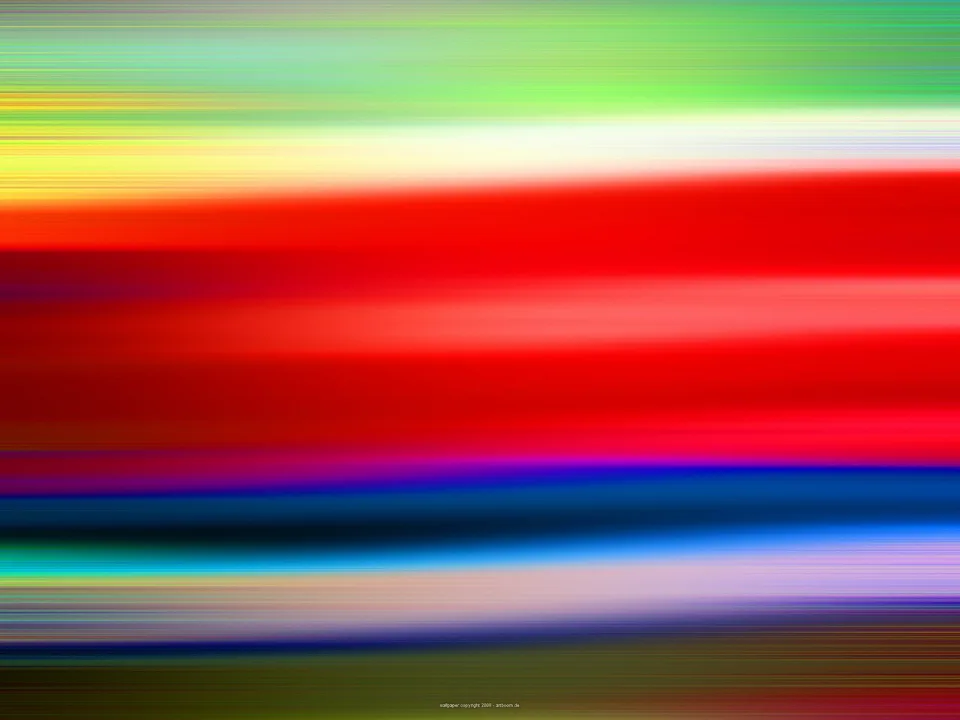 Horizontale, verwischte Farbstreifen in Grün, Gelb, Weiß, Rot, Blau und Violett.