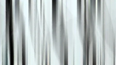 Abstraktes Bild aus vertikalen, verwischten Streifen in Schwarz, Grau und Weiß auf hellem Grund.