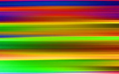 Horizontal verwischte Streifen in Blau, Rot, Orange, Gelb, Grün und Violett, dicht übereinander angeordnet.