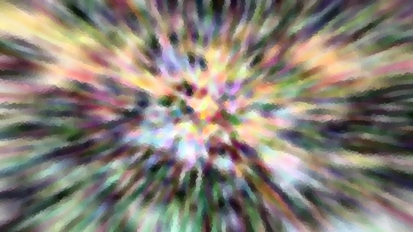 Abstraktes Bild mit bunten, verwischten Streifen, die von einem hellen Zentrum radial nach außen laufen.