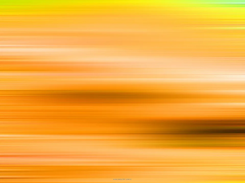 Horizontale Streifen in Orange, Gelb und Grün mit dunklen braunen Schatten in der Bildmitte und einem gelb-grünen Verlauf am oberen Rand.