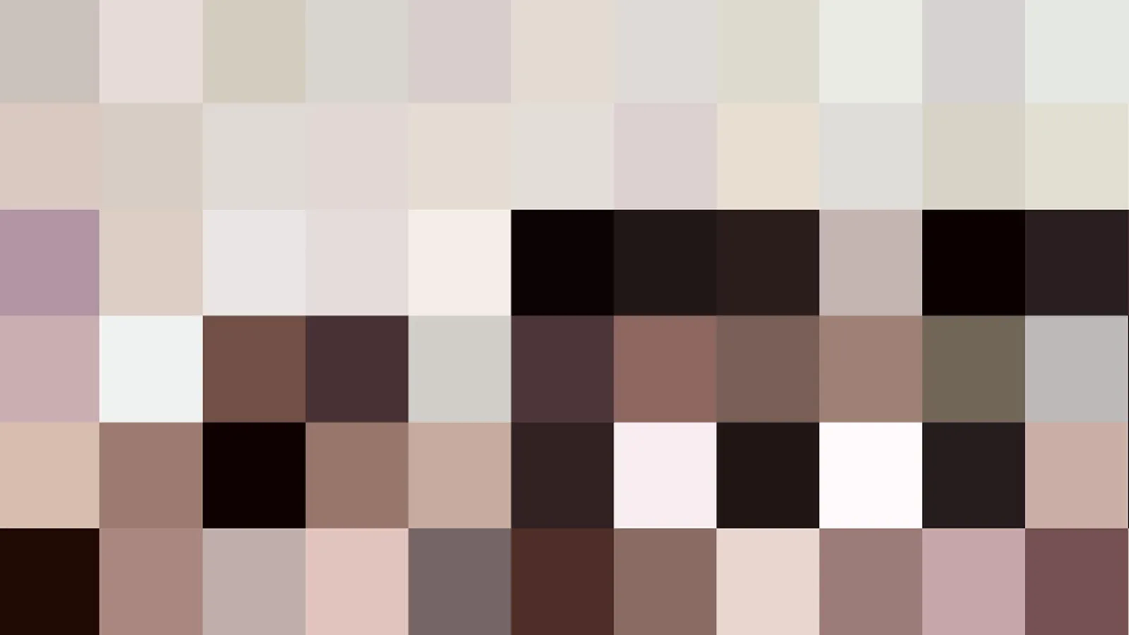 Abstraktes Mosaik aus quadratischen Pixelblöcken in Beige, Rosa, Braun und Schwarz, dicht nebeneinander angeordnet.