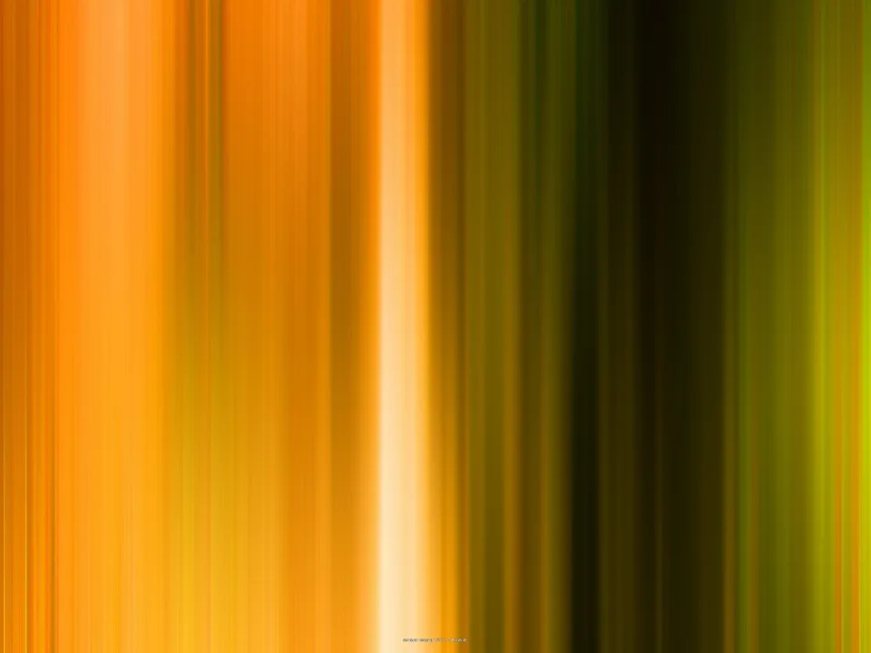 Abstrakte Bildfläche aus senkrechten, unscharfen Streifen in Orange, Gelb und Grün, in der Mitte ein helles weißes Lichtband, rechts dunkle Zonen.