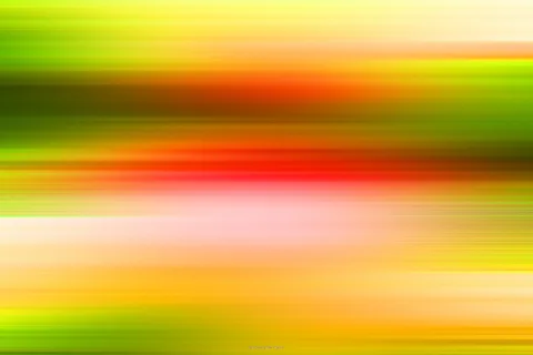 Horizontal verwischte Streifen in Gelb, Orange, Rot, Grün und Rosa, die von oben nach unten ineinander übergehen.