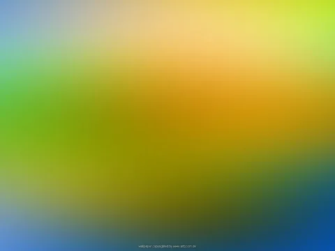 Unscharfer Farbverlauf von Blau oben links über Grün und Gelb bis Orange in der Mitte und Blau unten rechts.