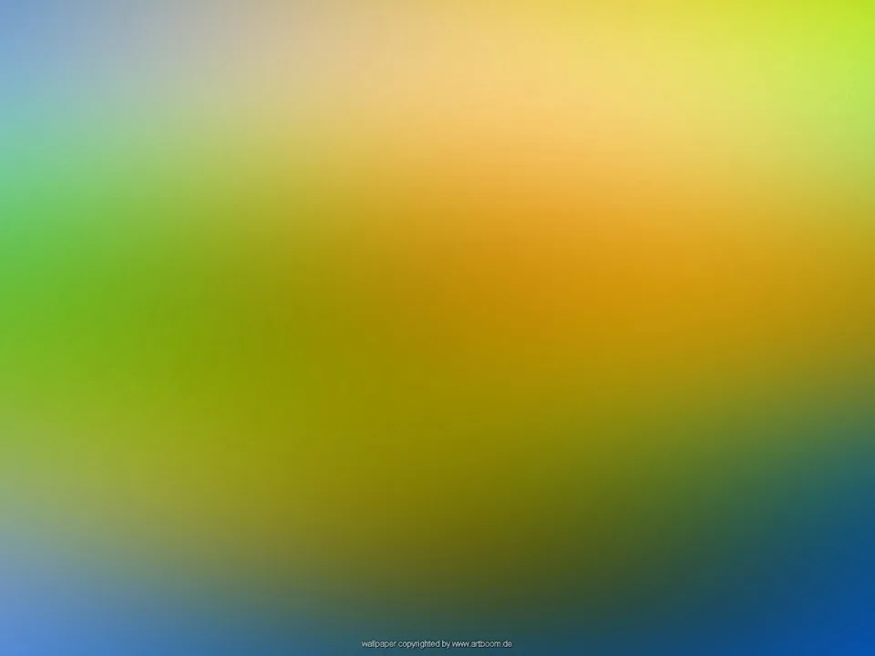 Unscharfer Farbverlauf von Blau oben links über Grün und Gelb bis Orange in der Mitte und Blau unten rechts.