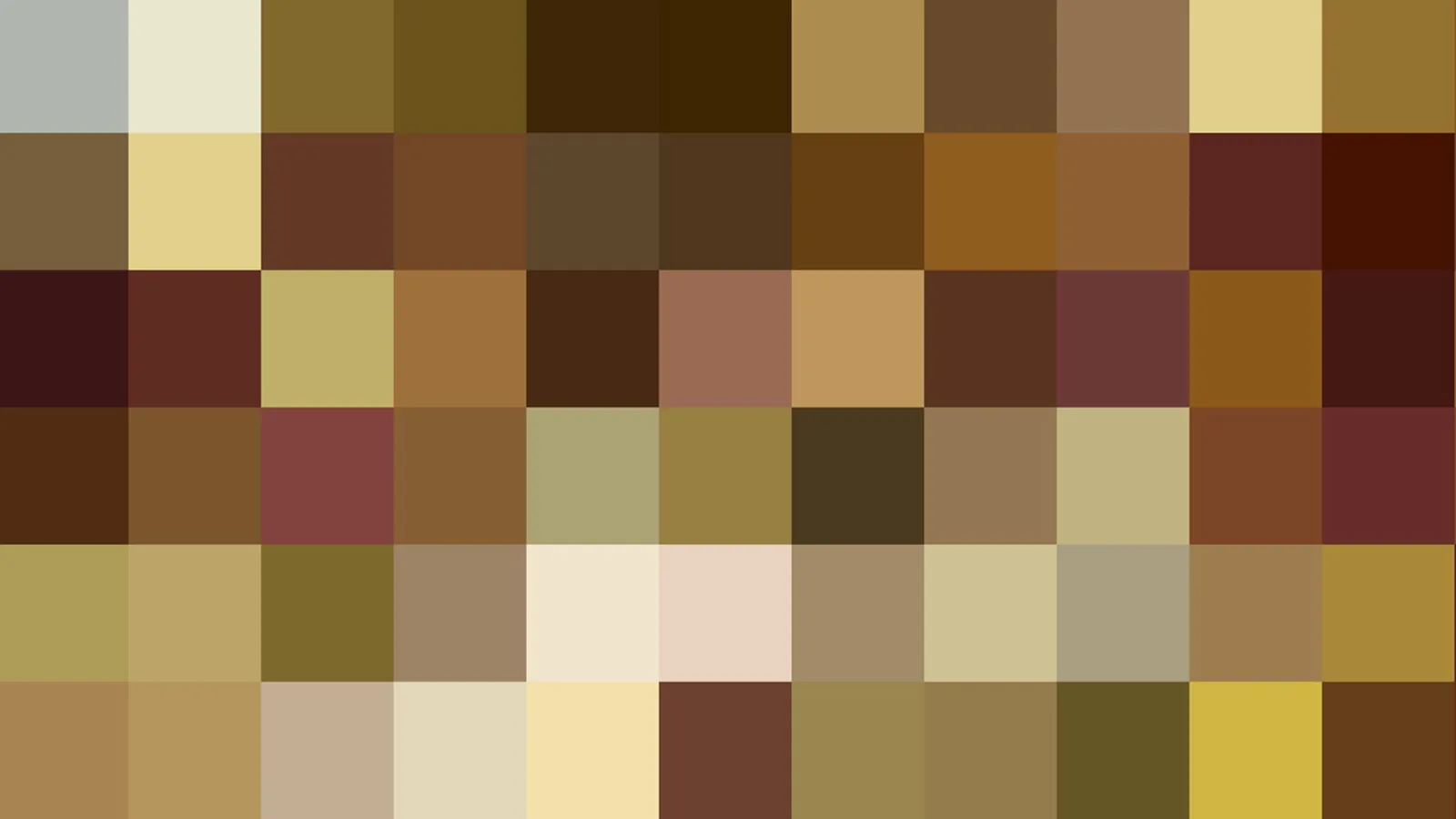 Raster aus quadratischen Farbfeldern in Braun, Ocker, Beige und Olivgrün.