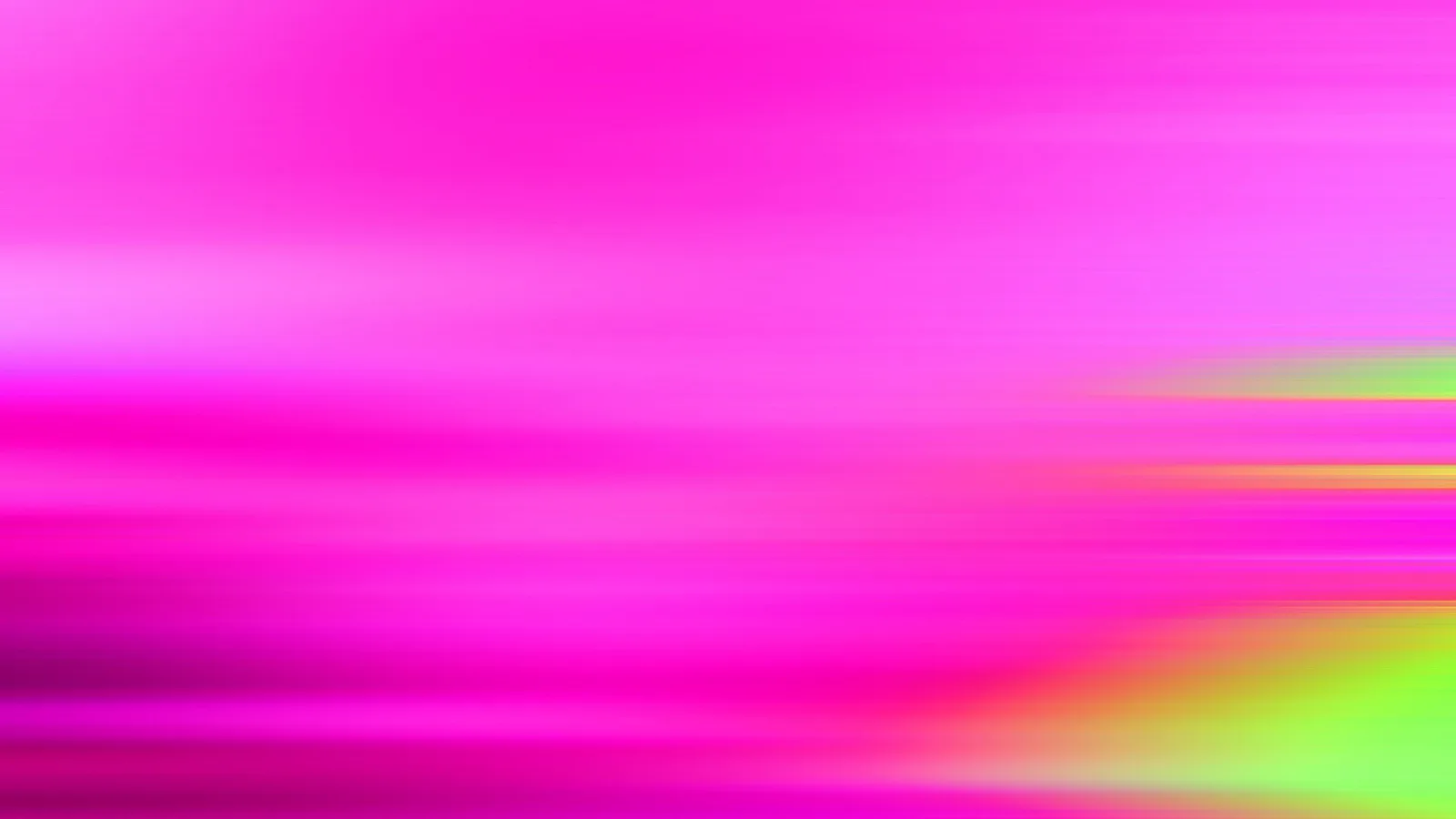 Horizontal verwischte Streifen in Pink und Magenta, rechts unten gelbgrüne Lichtbahnen auf dunklerem Grund.