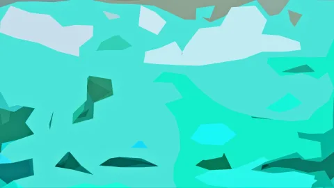 Abstrakte Komposition aus türkisfarbenen Flächen mit eisblauen und dunkelgrünen Polygonen