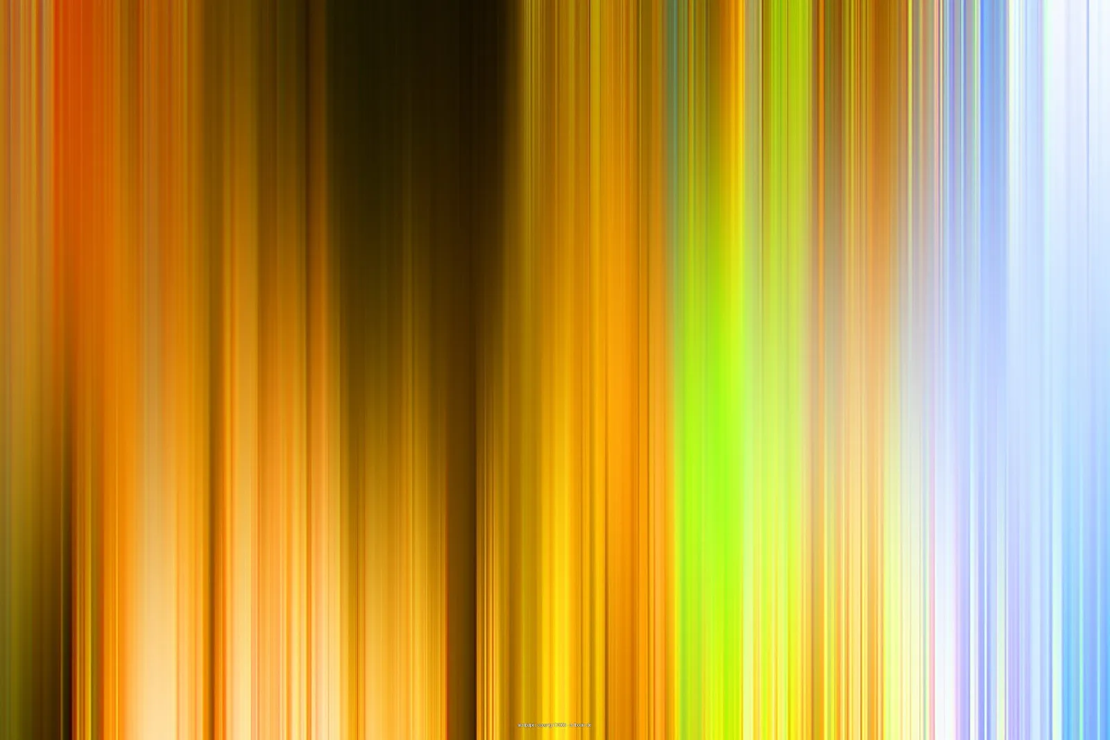 Abstrakte Komposition aus vertikalen, unscharfen Streifen in Orange, Gelb, Grün, Dunkelbraun und Hellblau, die von links nach rechts ineinander übergehen.
