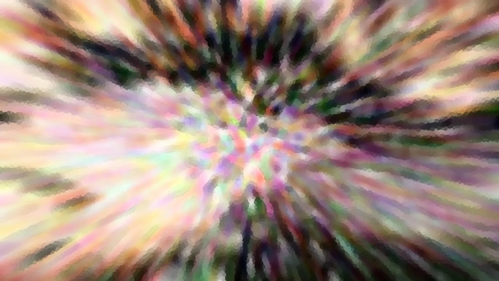 Abstraktes Bild aus radialen, pastellfarbenen Schlieren, die von einem hellen Zentrum nach außen strahlen.