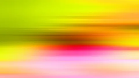 Abstrakte Bewegungsunschärfe mit horizontalen Streifen in Grün, Gelb, Orange, Rot und Rosa