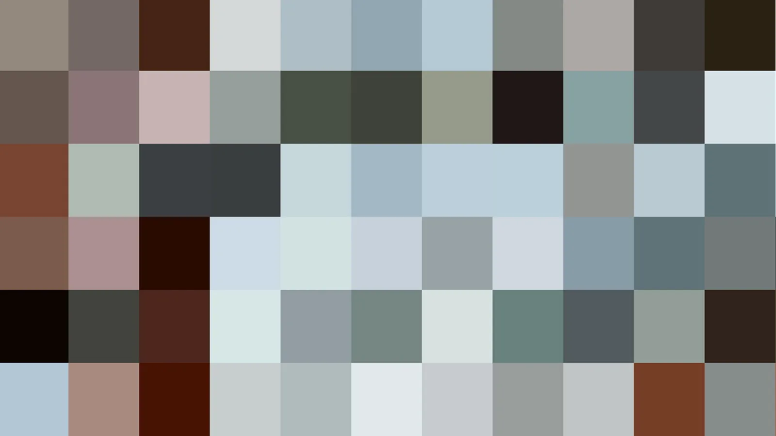 Raster aus kleinen, quadratischen Blöcken in Grau, Blaugrau, Hellblau und Braun, dazwischen dunklere Töne am Rand.