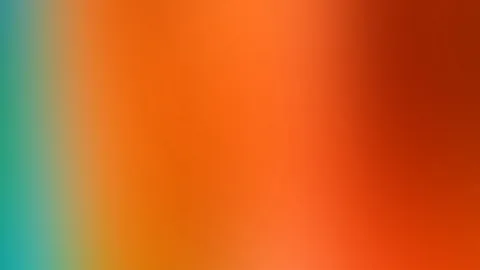 Weich ineinander übergehende Farbflächen: links türkis und grün, zur Mitte hin orange und gelb, rechts dunkles Rotorange.