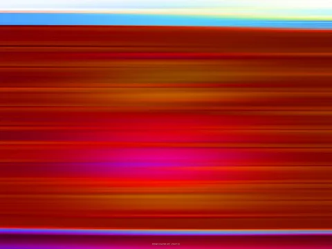 Abstrakte horizontale Streifen in Rottönen, Orange und Magenta, oben ein heller Himmelsbereich und ein blauer Streifen, unten ein violetter Rand.