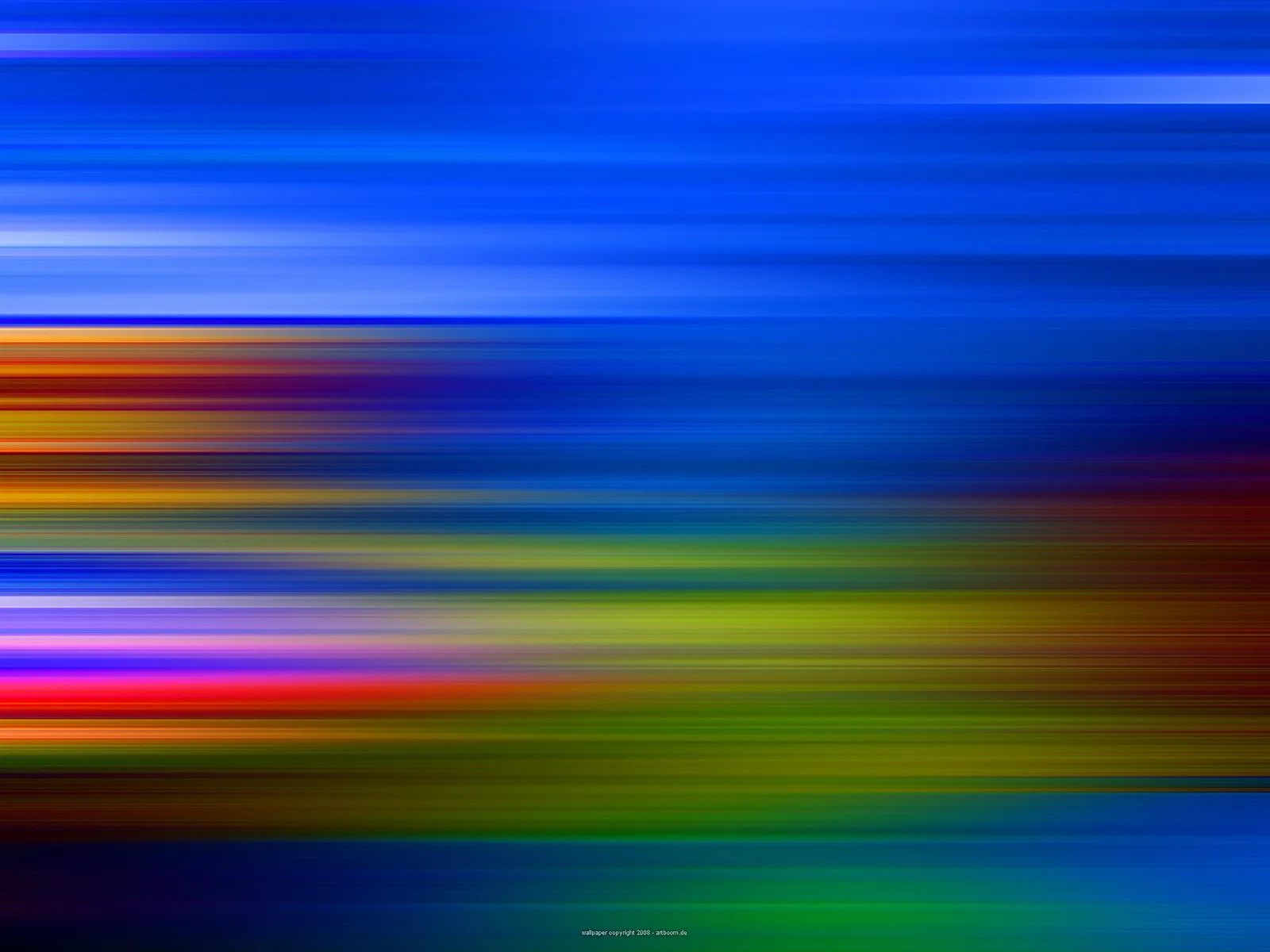 Abstrakte horizontale Streifen in Blau, Rot, Orange, Gelb und Grün, die von links nach rechts verwischen.