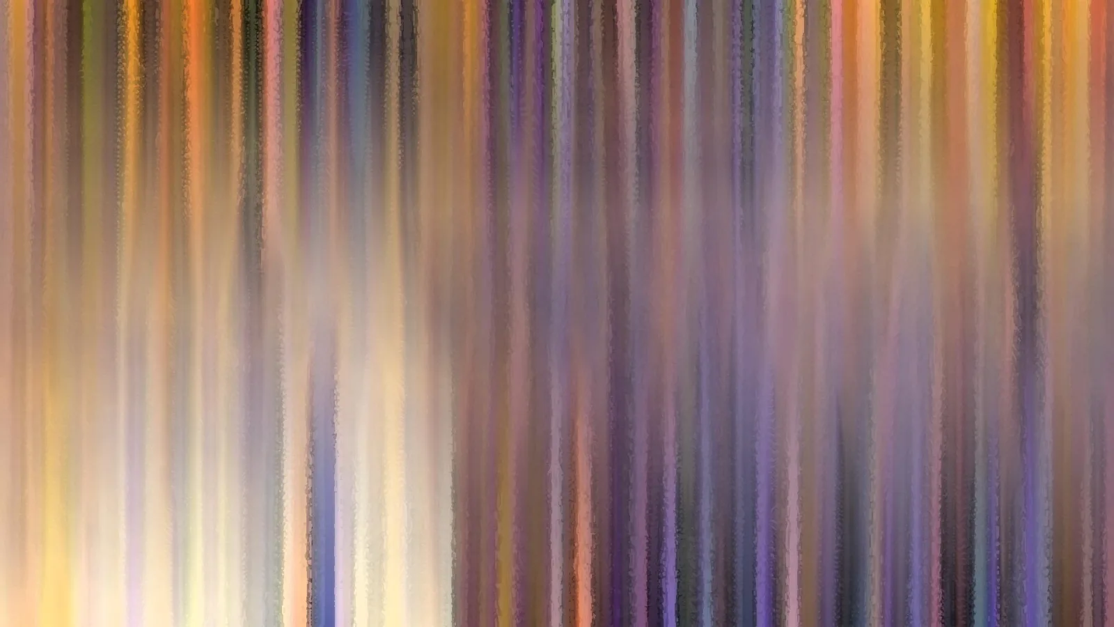 Abstraktes Bild aus senkrechten, verwischten Streifen in Gelb, Orange, Violett und Blau mit hellen Lichtflecken