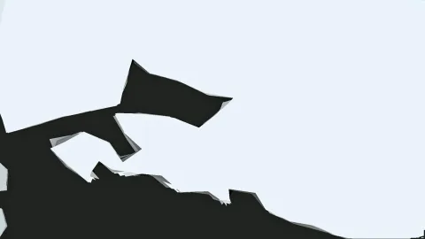 Abstrakte schwarze Formen mit scharfen Kanten auf hellblauem Hintergrund