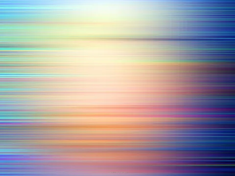 Abstrakte Fläche aus horizontal verwischten Linien in Blau, Gelb, Orange und Rosa, zur Mitte hin heller.