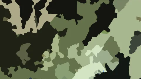Abstraktes Muster aus unregelmäßigen Flächen in Schwarz, Olivgrün, Salbeigrün und Beige.