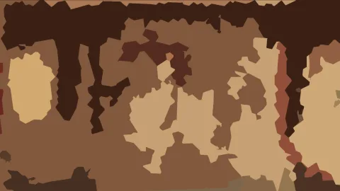 Abstrakte Komposition aus sandfarbenen, braunen und dunkelbraunen Flächen mit gezackten Rändern