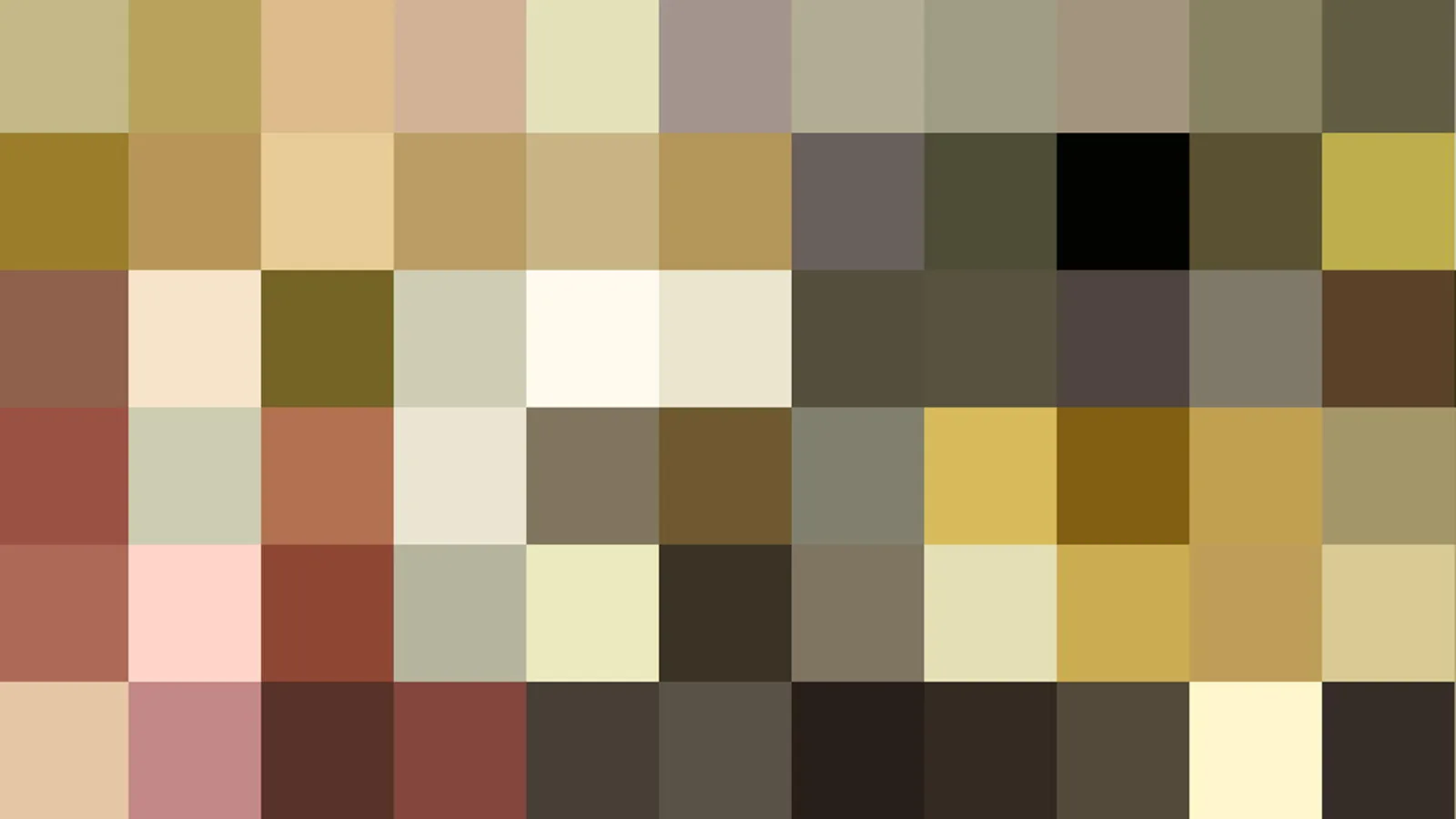 Mosaik aus quadratischen Pixelblöcken in Ocker, Braun, Beige und Olivgrün