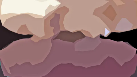 Abstrakte Komposition aus beigen, cremefarbenen und malvenfarbenen Flächen mit einem kleinen weißen Dreieck in der Mitte rechts.