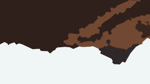 Abstrakte Komposition aus braunen und dunkelbraunen Flächen, die diagonal von oben rechts nach unten links verlaufen, darunter eine helle, weiße Fläche.