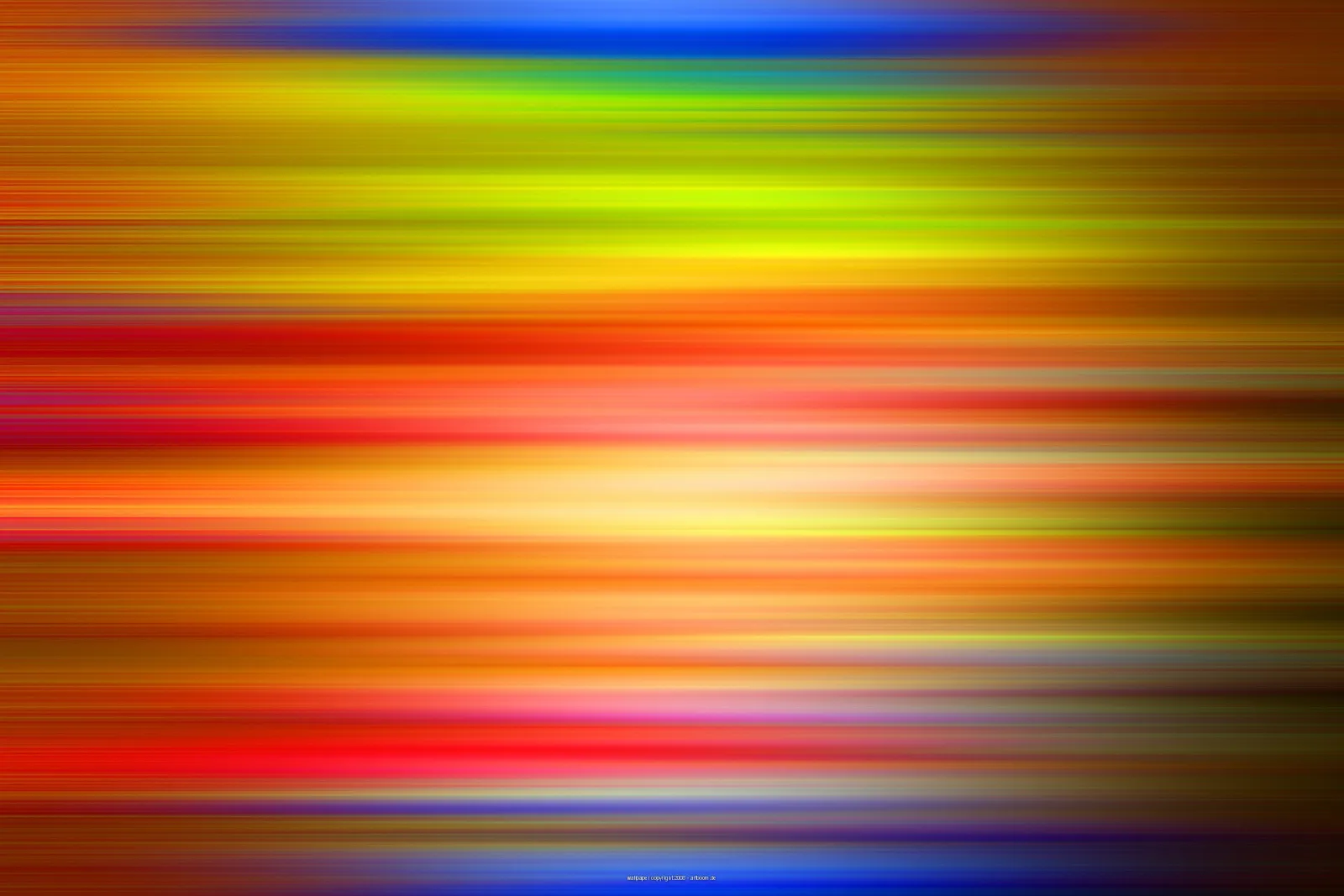 Abstrakte horizontale Streifen in Gelb, Orange, Rot und Blau, die wie eine Bewegungsunschärfe verlaufen.